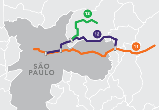 Alto Tietê Lot: Urban Train Lines 11, 12, and 13